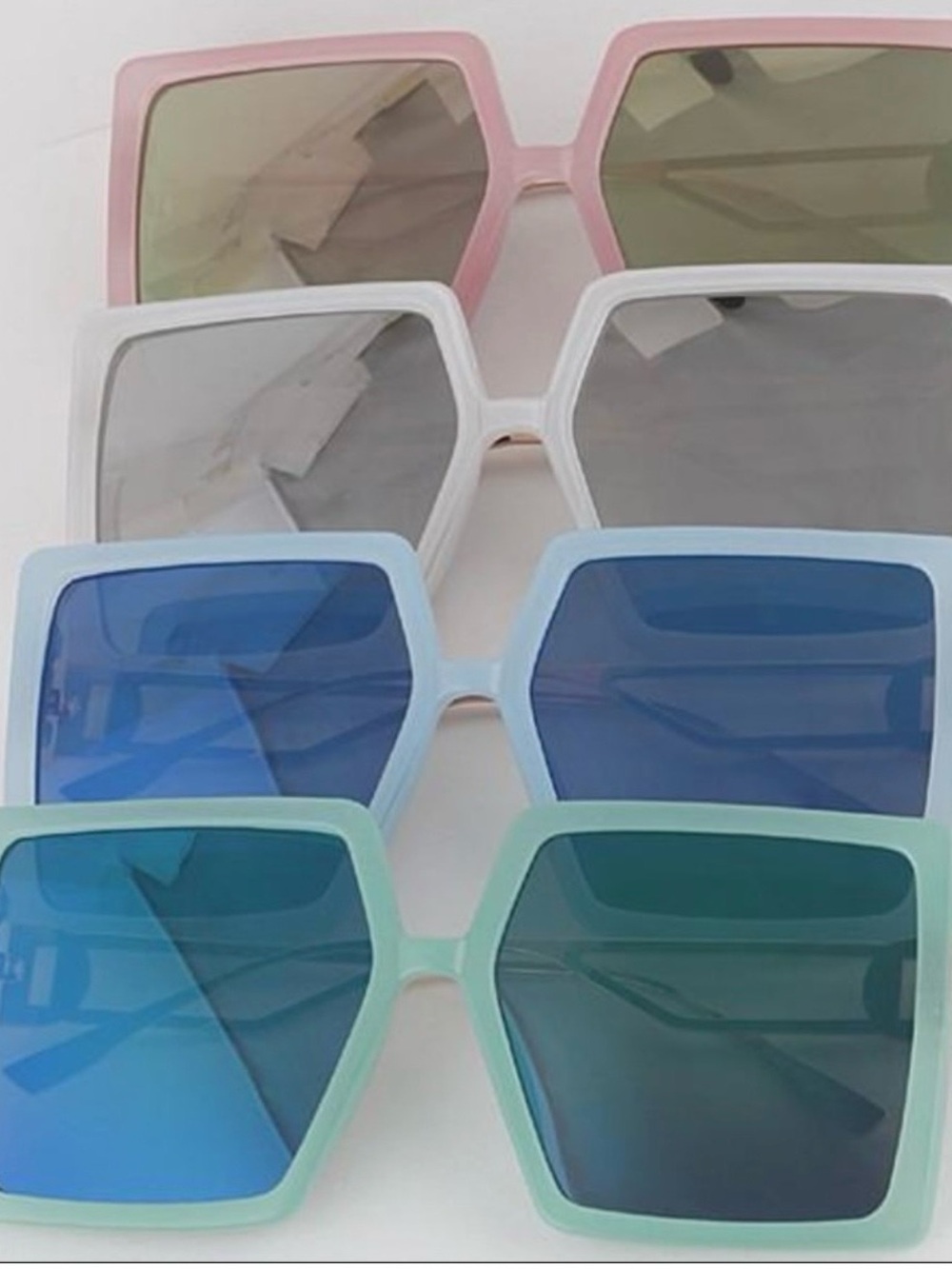 Women’s Hexagonal Fashion Sunglasses - Pink, White, Light Blue, Mint